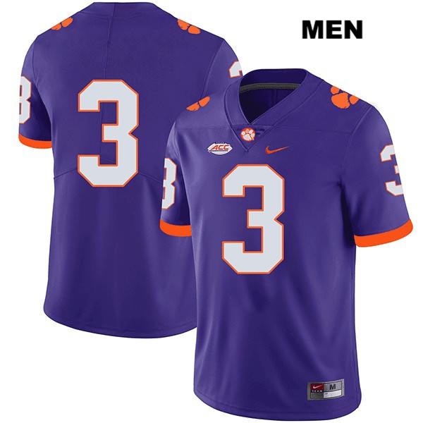 Men's Clemson Tigers #3 Amari Rodgers Stitched Purple Legend Authentic Nike No Name NCAA College Football Jersey ZNI3246OG